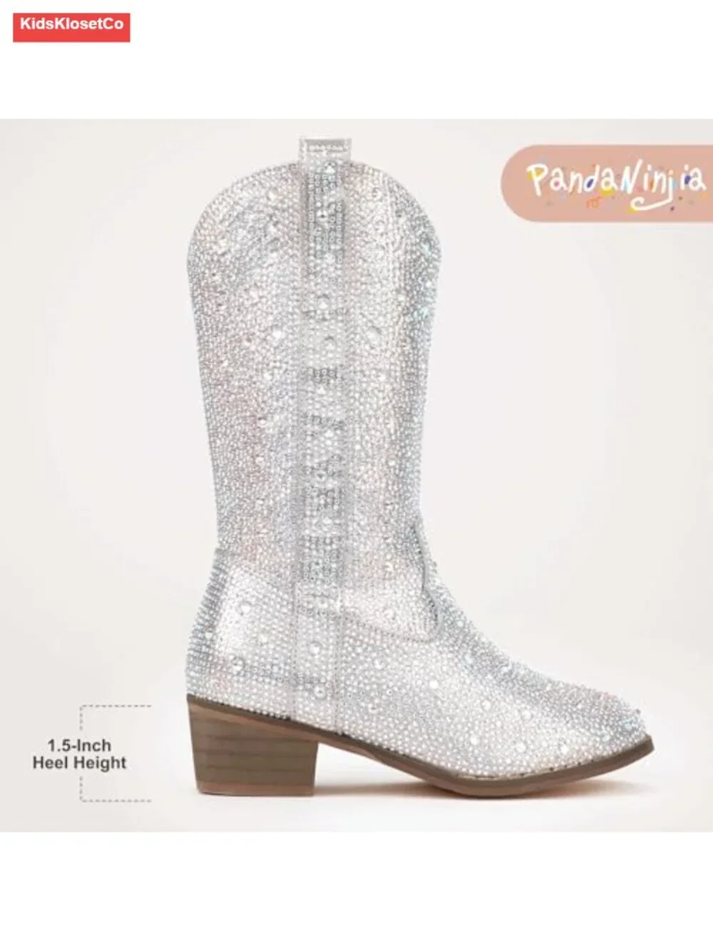 Girls Cowgirl Boots Sparkly Rhinestone Toddler Dress Boot Mid Calf Low Heel